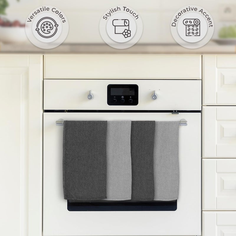 Ossano Decorative Dish Towels Set - 4 Pack, (20" x 30") - Decorative & Large - Versatile as, Kitchen Hand Towel, Dish Towels for Kitchen, Dishcloths, Kitchen Cloths, Gray and Anthracite Gray - Image 3